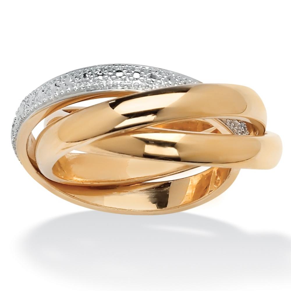 Diamond Accent 18k Gold over Sterling Silver Rolling Ring