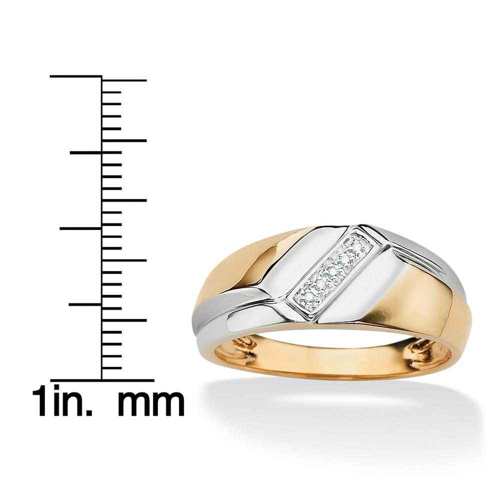 Men's Diamond Accent 18k Gold over Sterling Silver Diagonal Ring