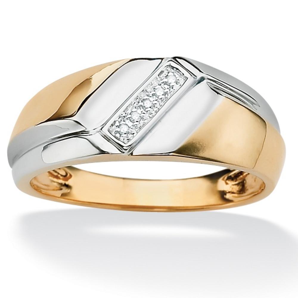 Men's Diamond Accent 18k Gold over Sterling Silver Diagonal Ring