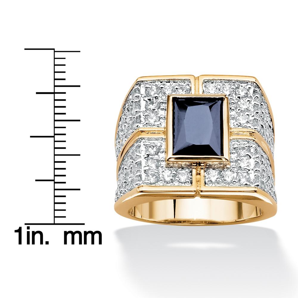 Men's 4 TCW Emerald-Cut Midnight Blue Sapphire 18k Gold over Sterling Silver Ring