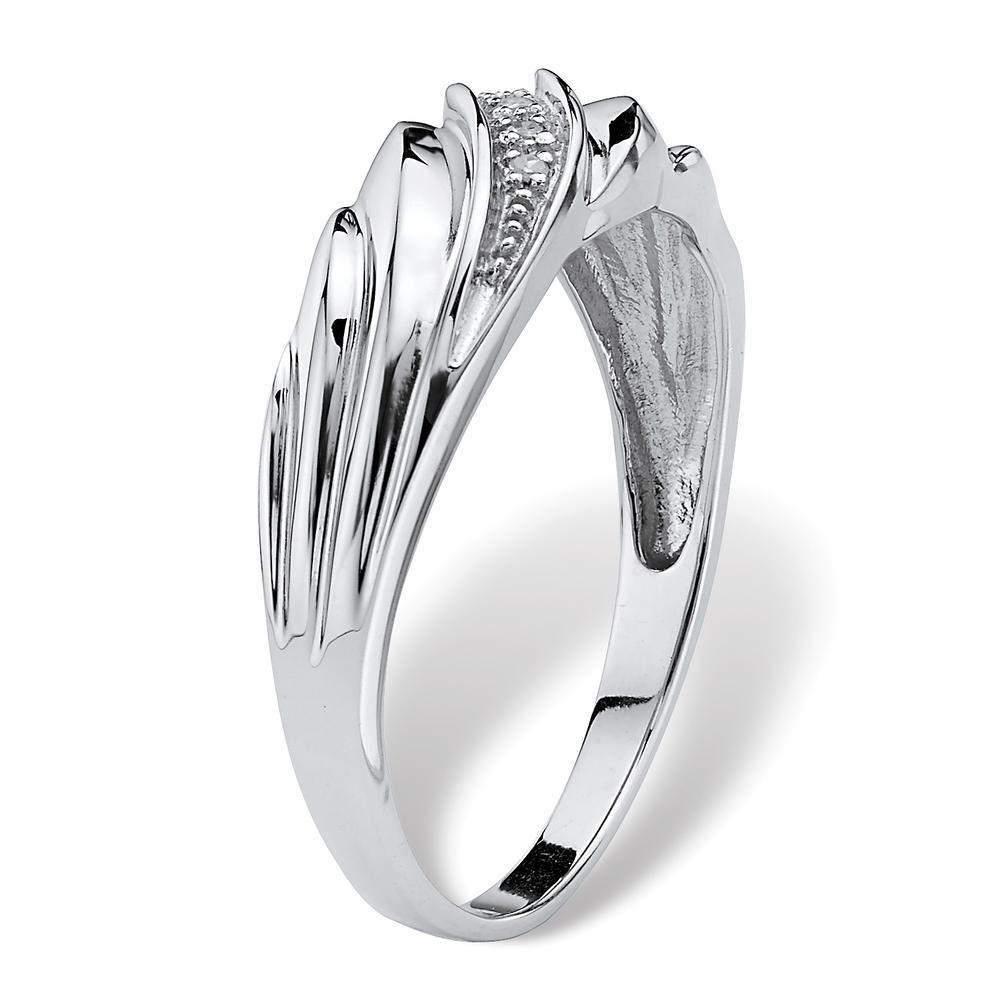 Men's Diamond Accent Platinum over Sterling Silver Diagonal Swirl Wedding Band