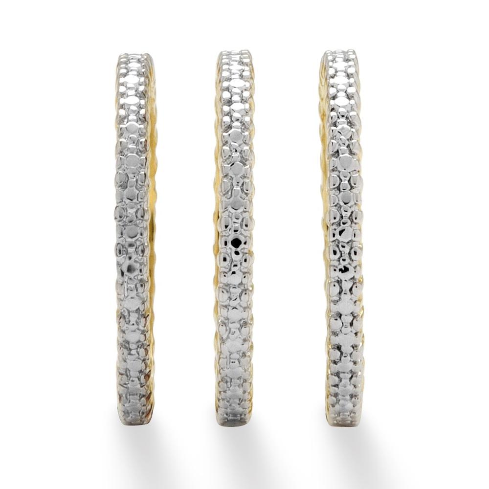 PalmBeach Jewelry Diamond Accent 14k Yellow Gold-Plated 3-Piece Stack Ring Eternity Band Set