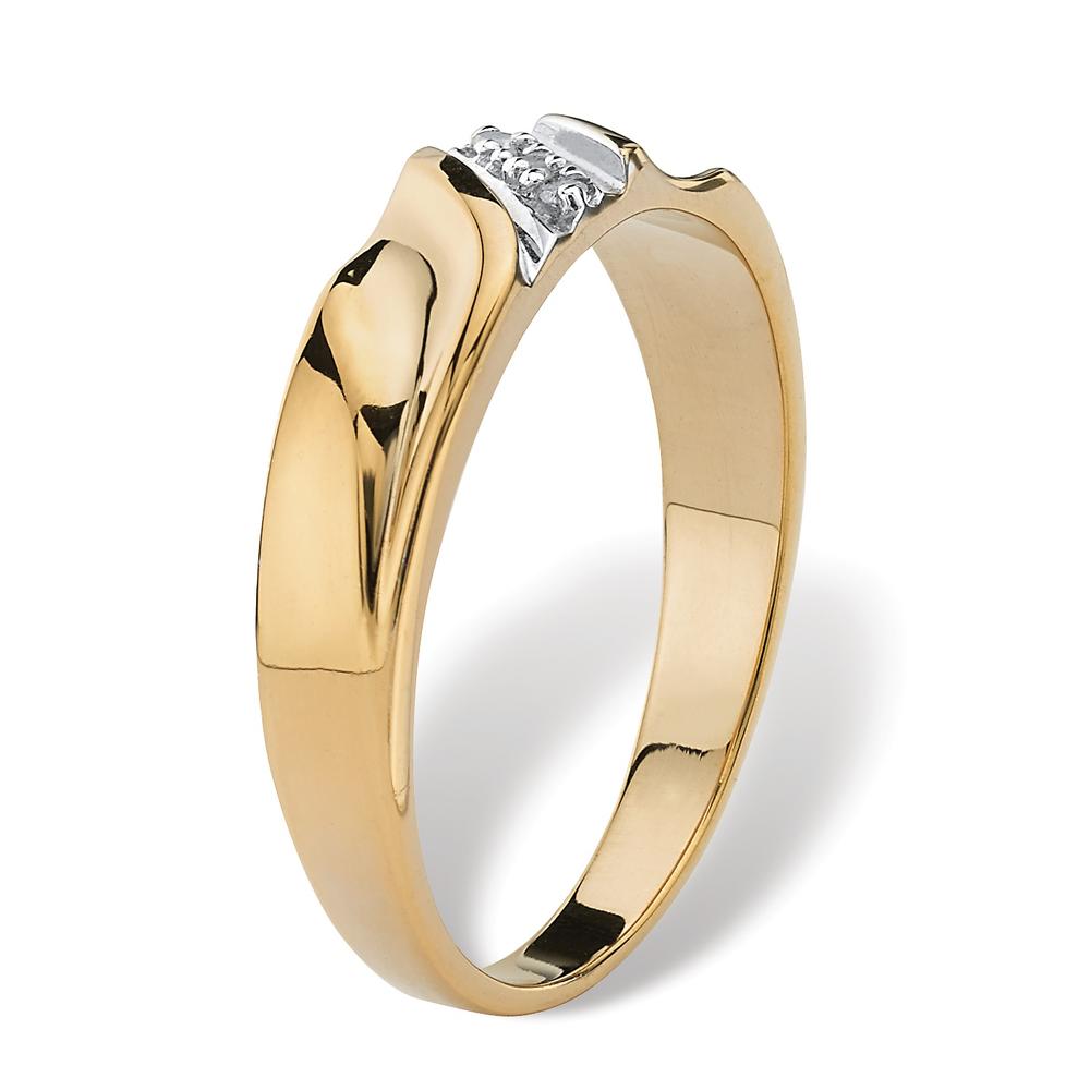 Men's Diamond Accent 18k Gold over Sterling Silver Diagonal Wedding Band Ring