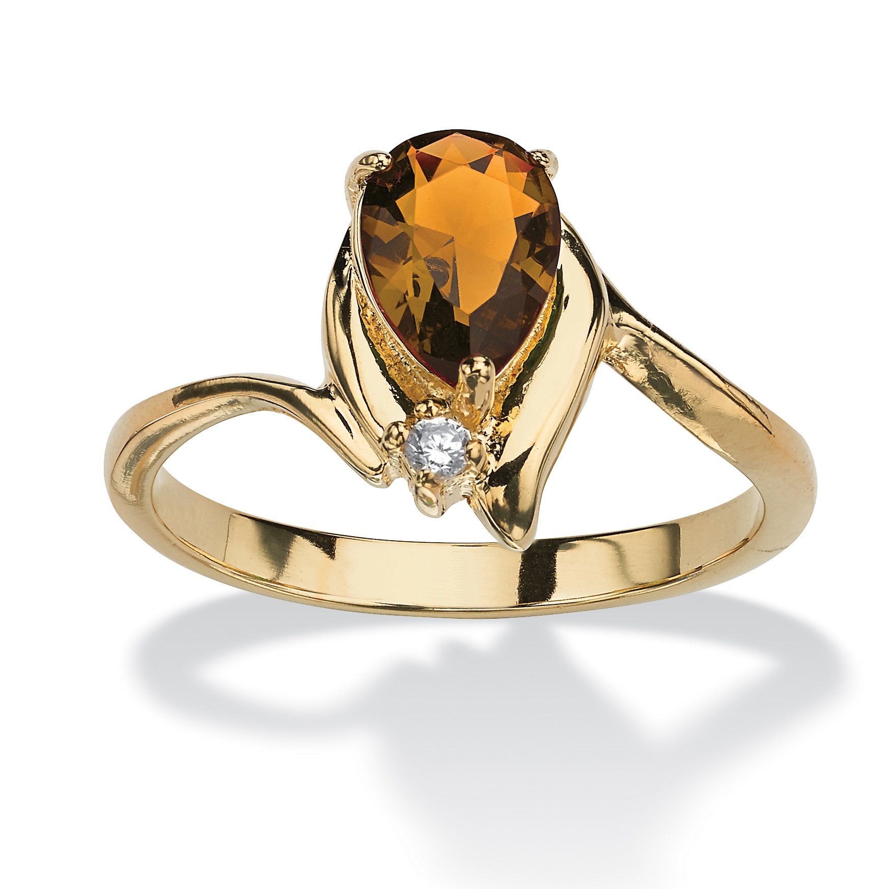 Pear-Shaped Birthstone 18k Gold Plated Ring