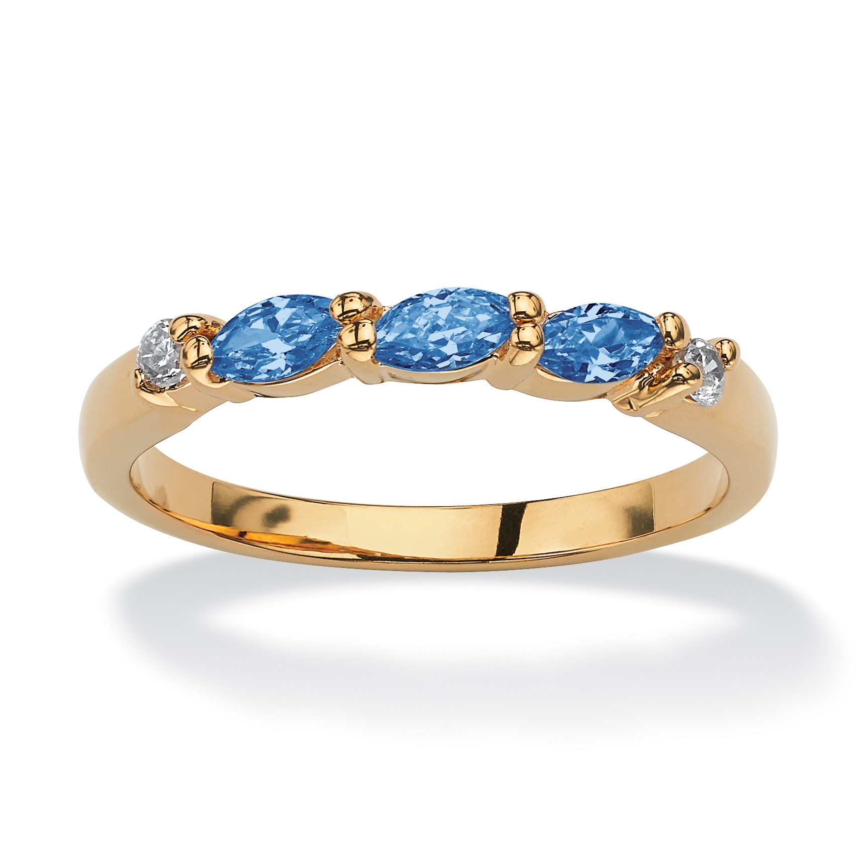 Marquise-Cut Birthstone with Cubic Zirconia 18k Gold Plated Ring