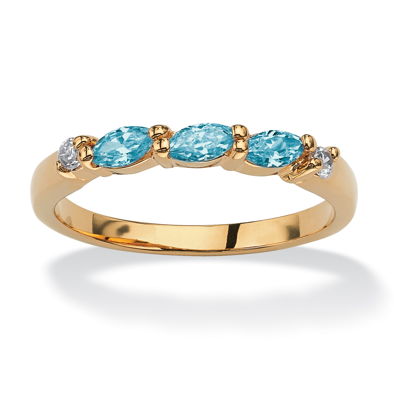 Marquise-Cut Birthstone with Cubic Zirconia 18k Gold Plated Ring