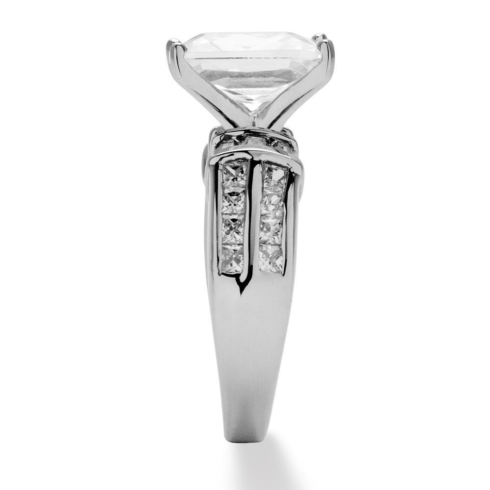 5.04 TCW Emerald-Cut Cubic Zirconia Platinum over Sterling Silver Engagement Anniversary Ring