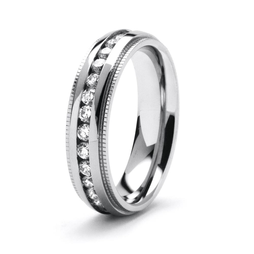 Men's 1.12 TCW Round Cubic Zirconia Eternity Band in Stainless Steel