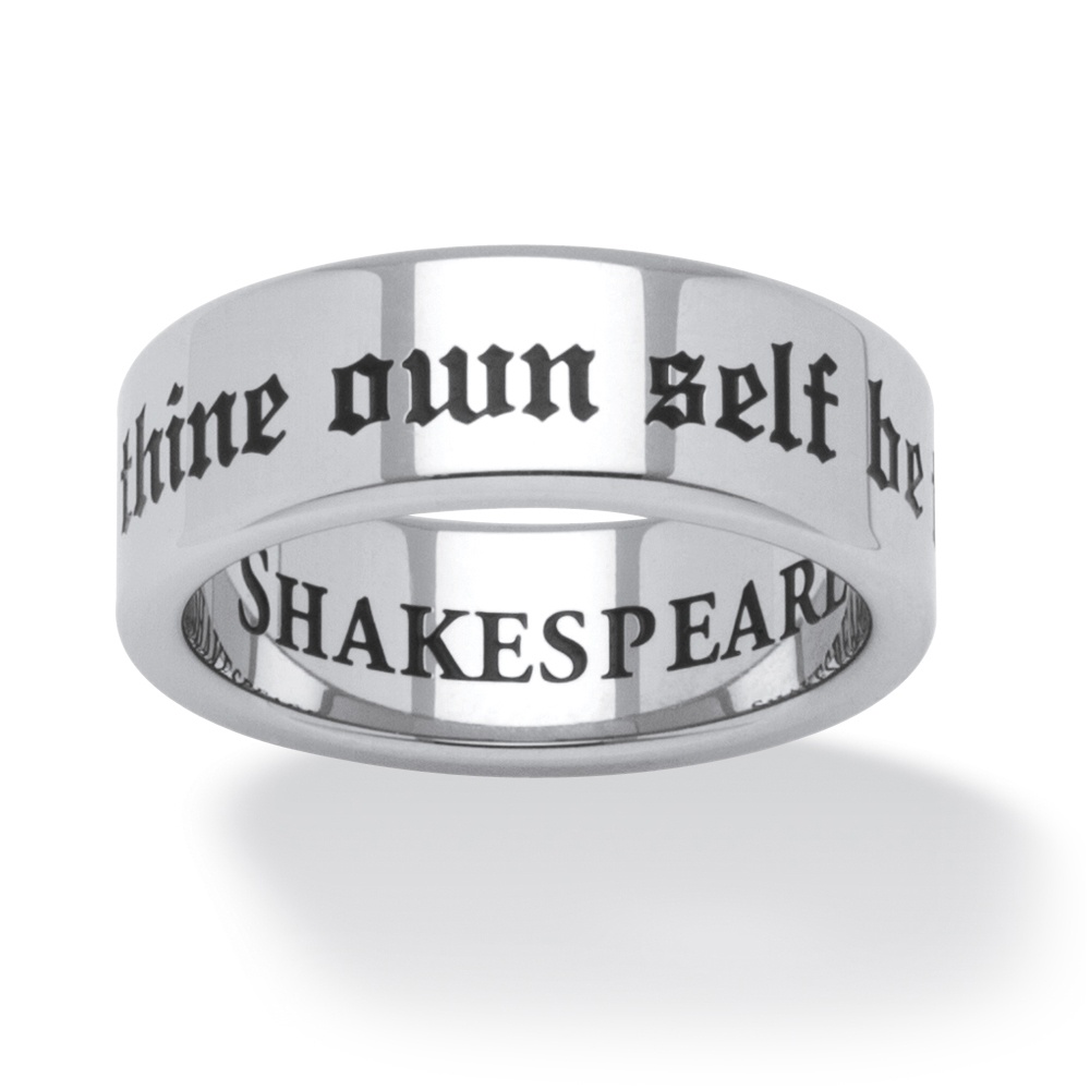 To Thine Own Self Be True Ring in Stainless and Black IP Stainless Steel