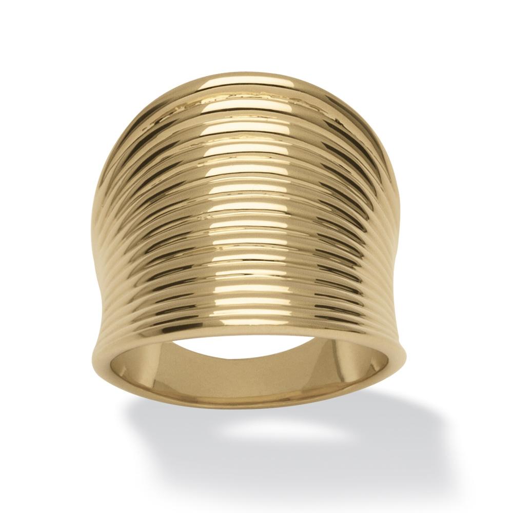 Ribbed Concave Band in 18k Gold Plated