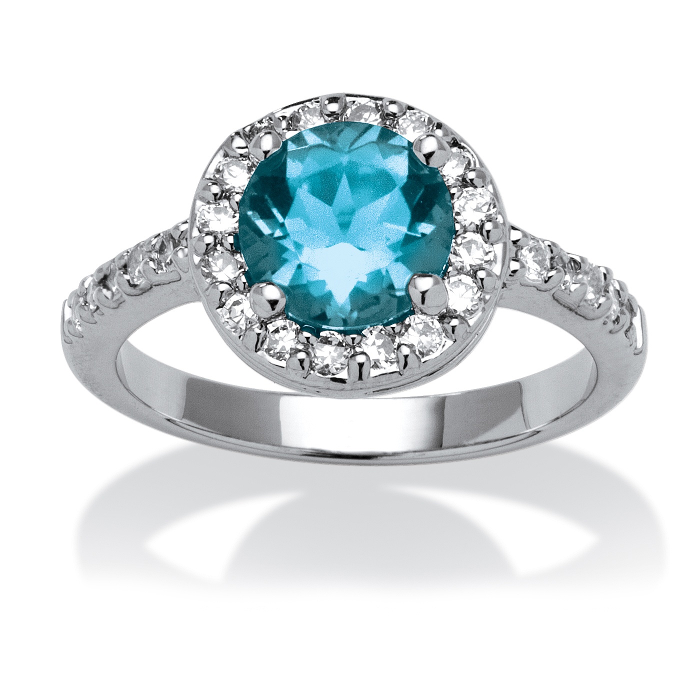 Simulated Birthstone and .55 Cttw Cubic Zirconia Sterling Silver Ring
