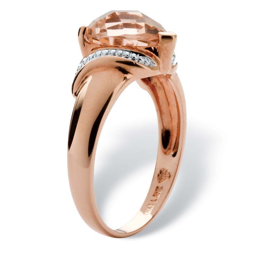 Heart-Cut Simulated Morganite Ring in Rose Gold over Sterling Silver