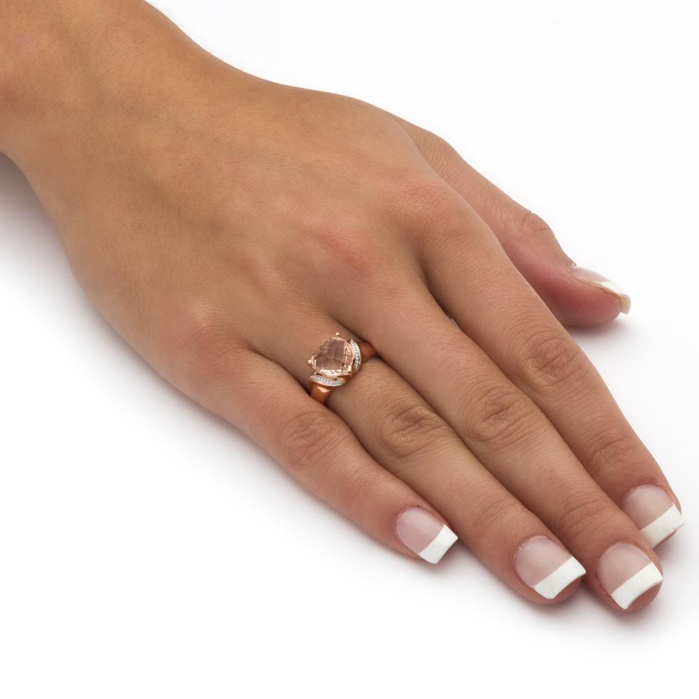 Heart-Cut Simulated Morganite Ring in Rose Gold over Sterling Silver