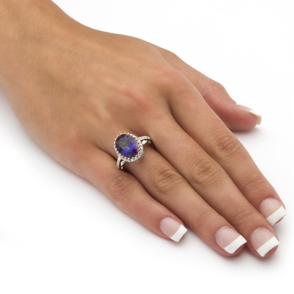 5.63 TCW Mystic Purple Quartz and Cubic Zirconia Accented Ring in Platinum over Sterling Silver