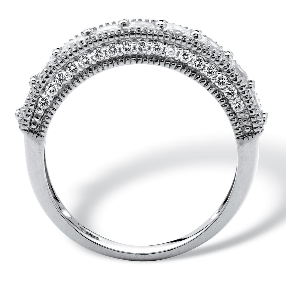 1.48 TCW Princess-Cut Cubic Zirconia Milgrain Ring in Platinum over Sterling Silver