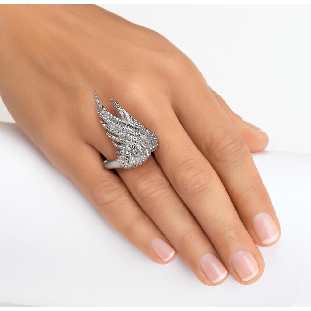 Diamond Accent Wing Cocktail Ring in Platinum over Sterling Silver