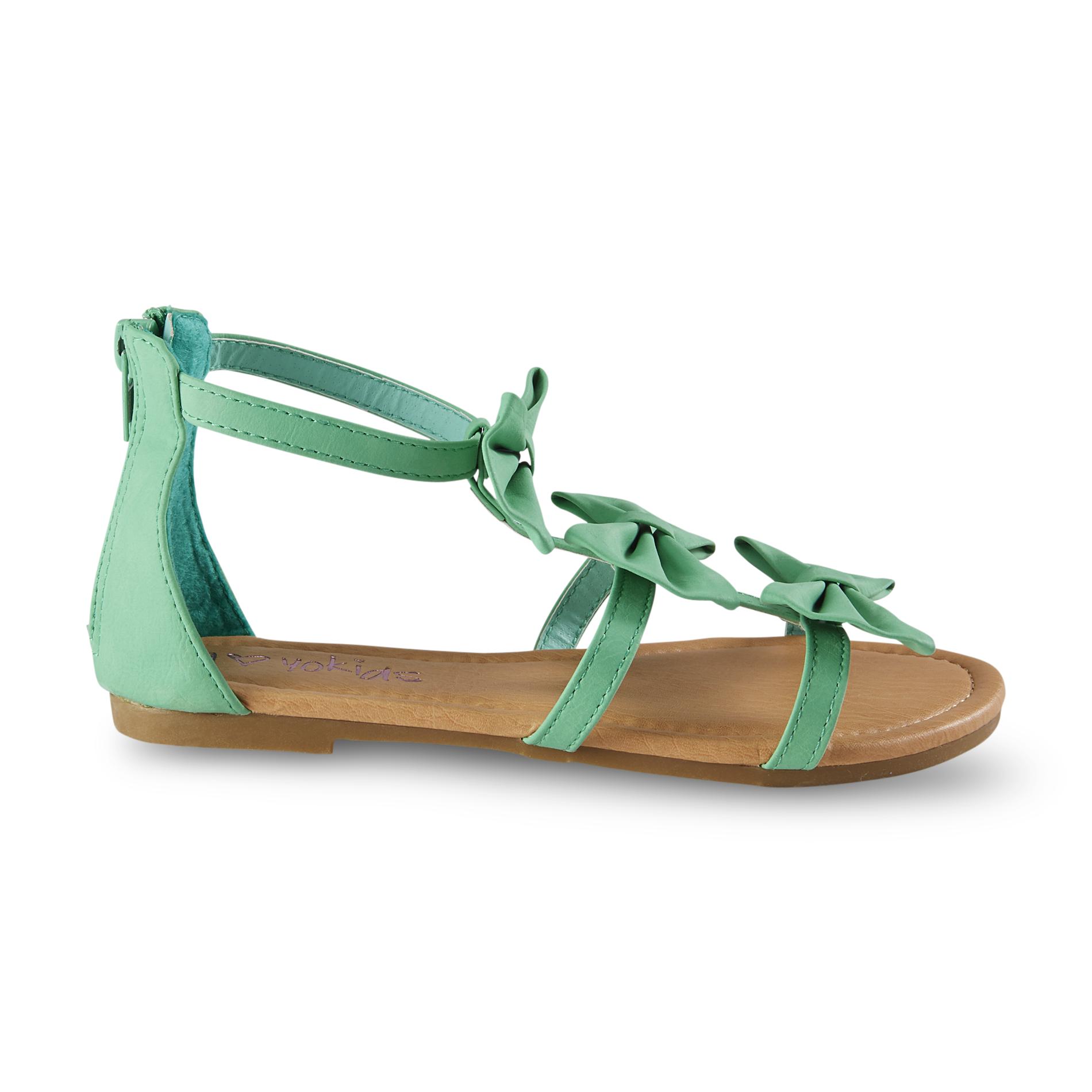 Yoki Girl's Dawn Mint Green Triple Bow Sandal - Clothing, Shoes ...