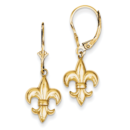 14k Yellow Gold Fleur-De-Lis Leverback