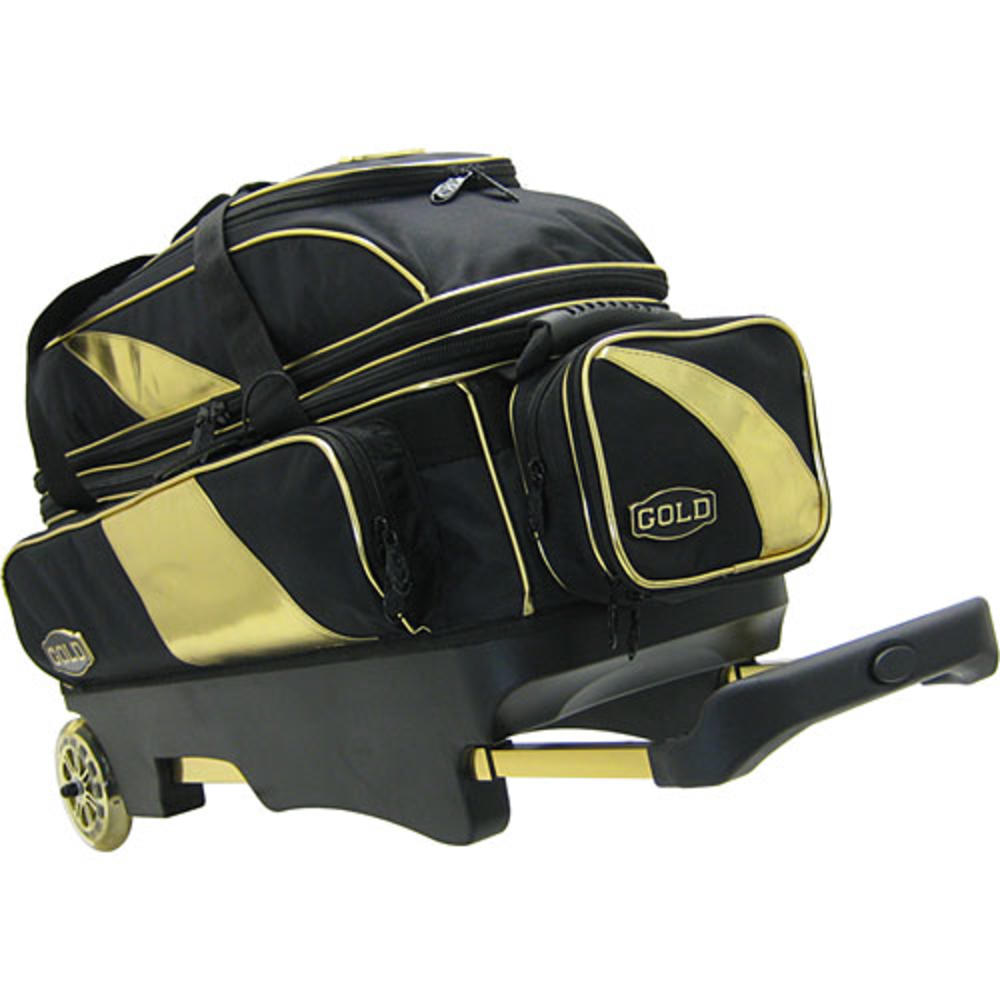 Gold Deluxe Triple Roller Bowling Bag