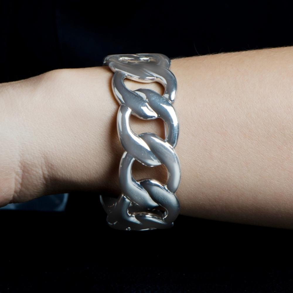 Rosalyn's 70's Style Silver Chain Link Stretch Bracelet