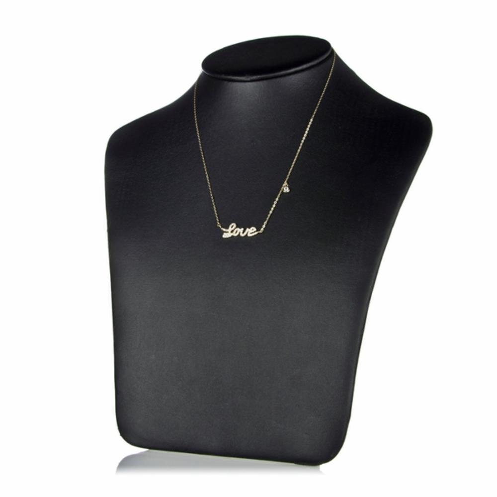 Candice's 18 Inch Gold Plated CZ Cursive Love Charm Necklace