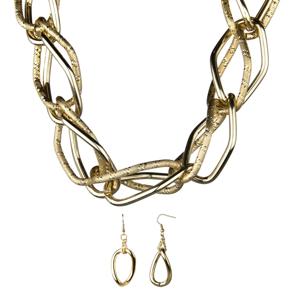 Kathie Lee's Fashion Gold Looped Statement Necklace and Earrings Set