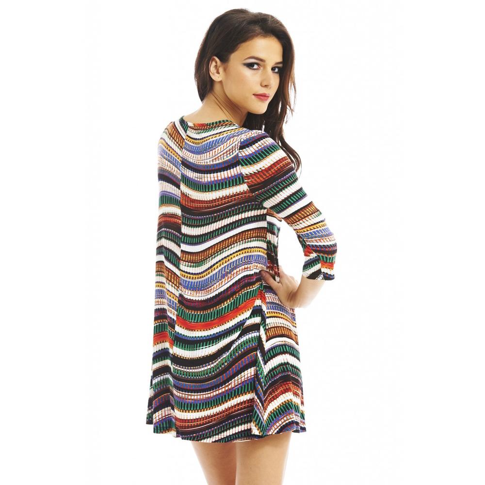 AX Paris Women&#8217;s Multi Colored Printed Swing Dress  - Online Exclusive