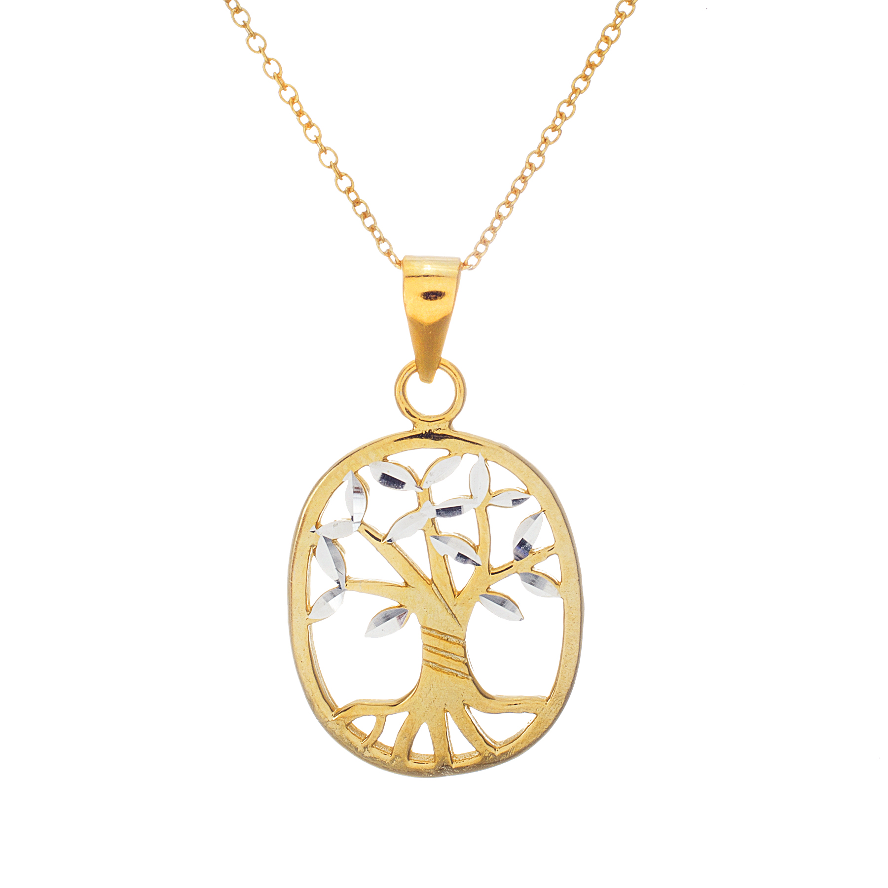 Sterling Silver Gold Over Tree Necklace