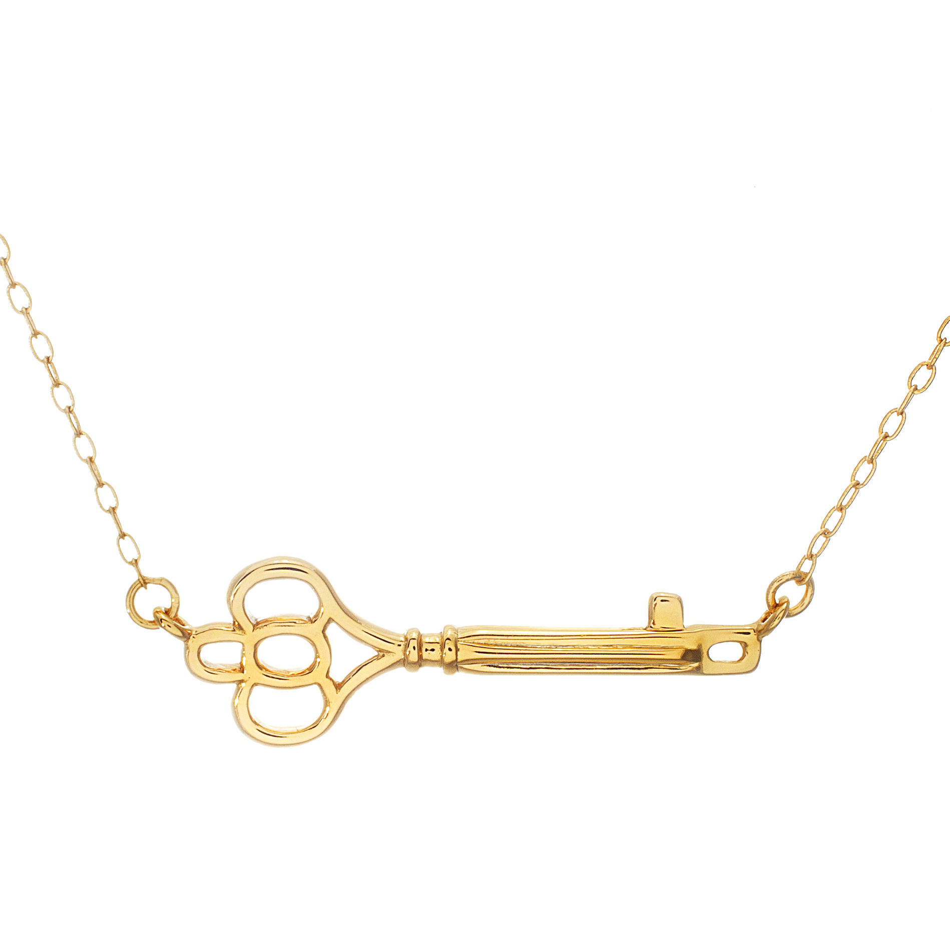 Sterling Silver Gold Over Sideway Key Necklace
