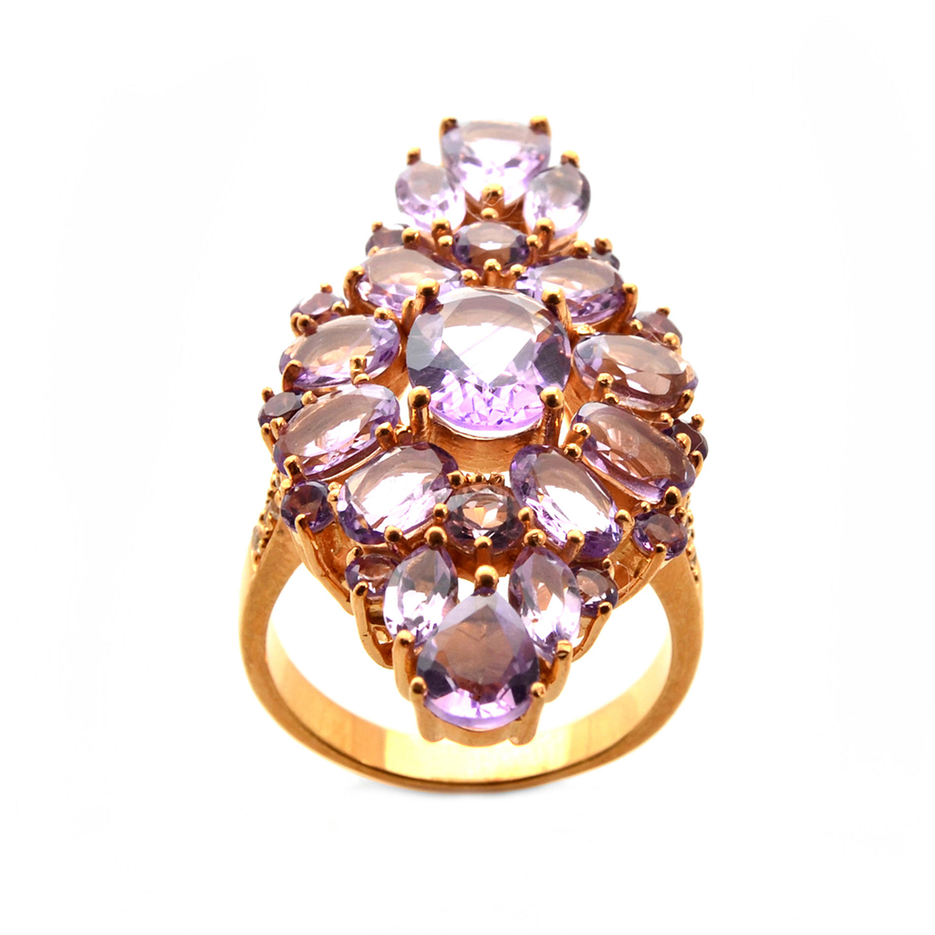 2.14 Carat Amethyst and White Topaz Shield Ring