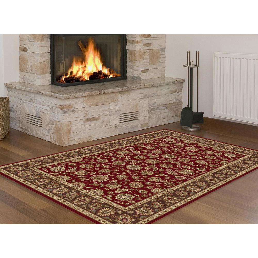 Elegance Davenport Red 5 ft. 3 in. Round Traditional Area Rug