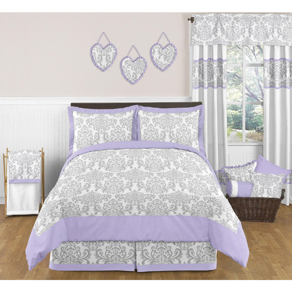 Sweet Jojo Designs Lavender and Gray Elizabeth Collection 3pc Full/Queen Bedding Set