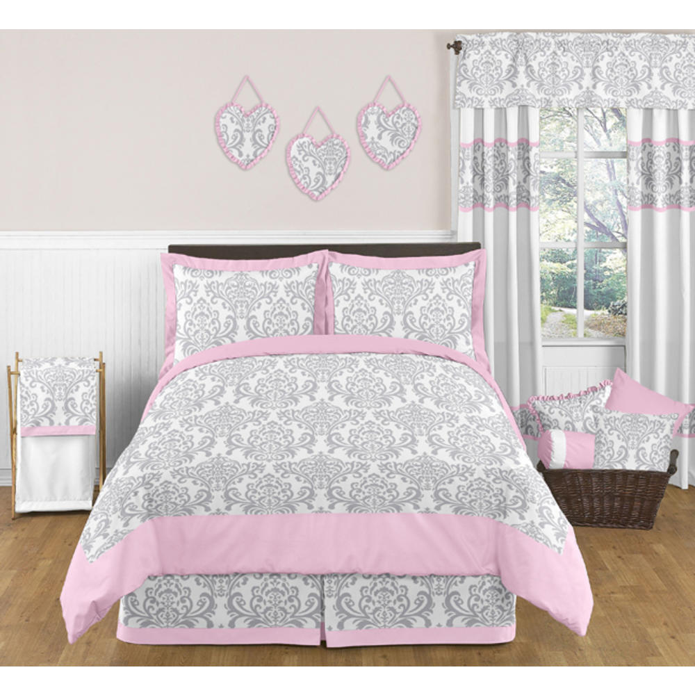 Sweet Jojo Designs Pink and Gray Elizabeth Collection Queen Bed Skirt