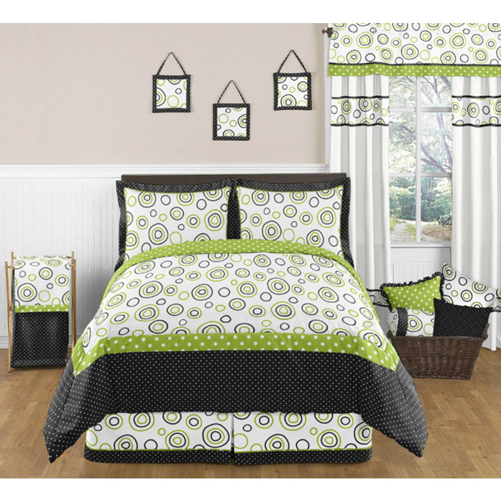 Sweet Jojo Designs Lime and Black Spirodot Collection Body Pillow Case
