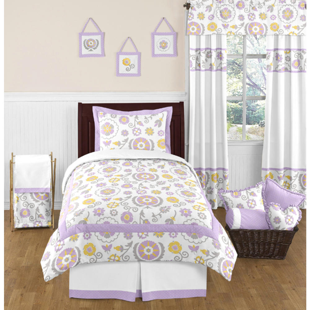 Sweet Jojo Designs Lavender and White Suzanna Collection Twin Sheet Set
