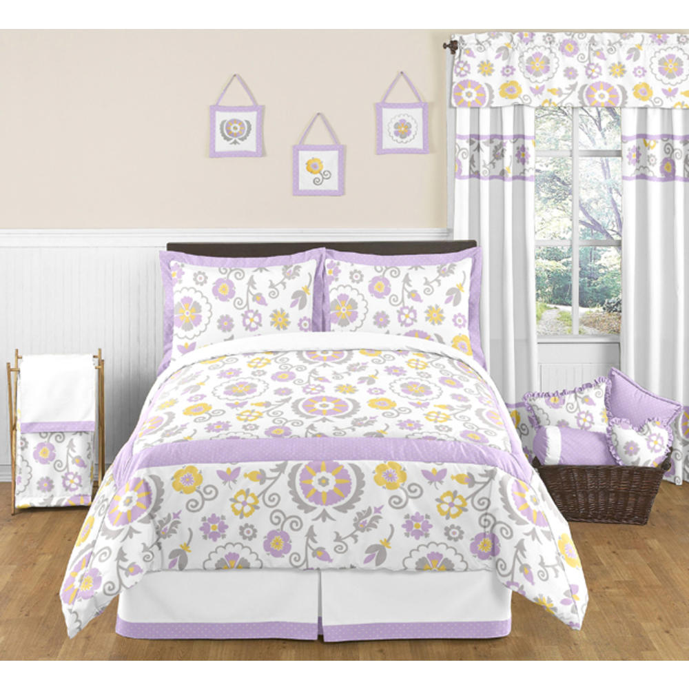 Sweet Jojo Designs Lavender and White Suzanna Collection 3pc Full/Queen Bedding Set