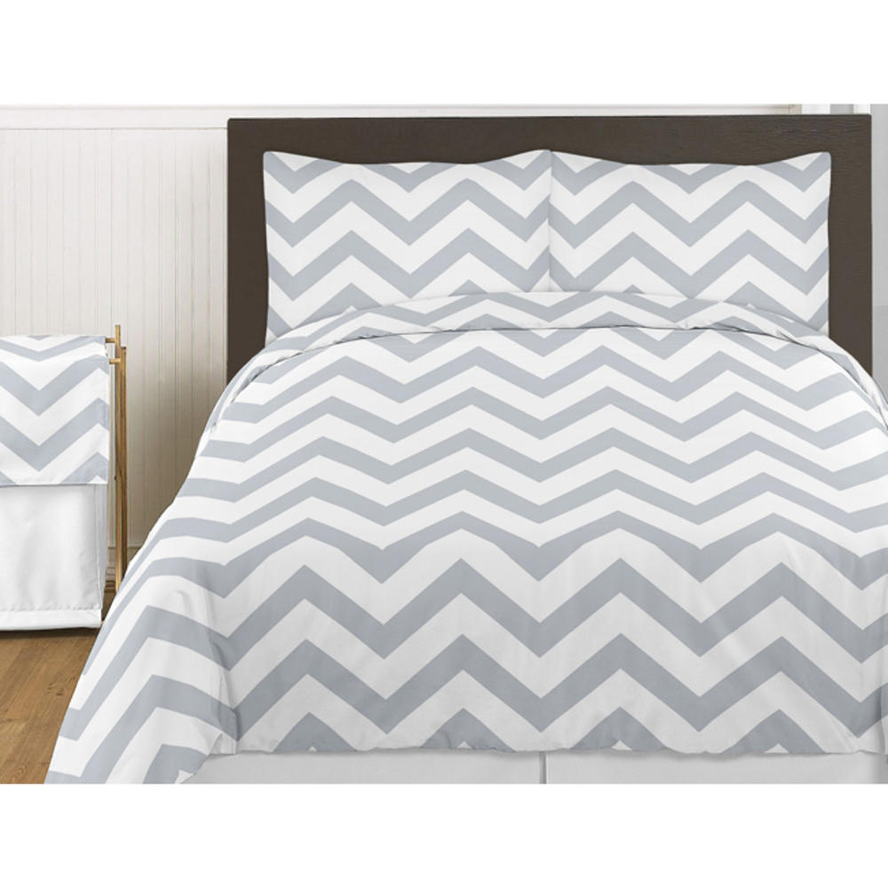 Sweet Jojo Designs Gray and White Chevron Collection 3pc Full/Queen Bedding Set