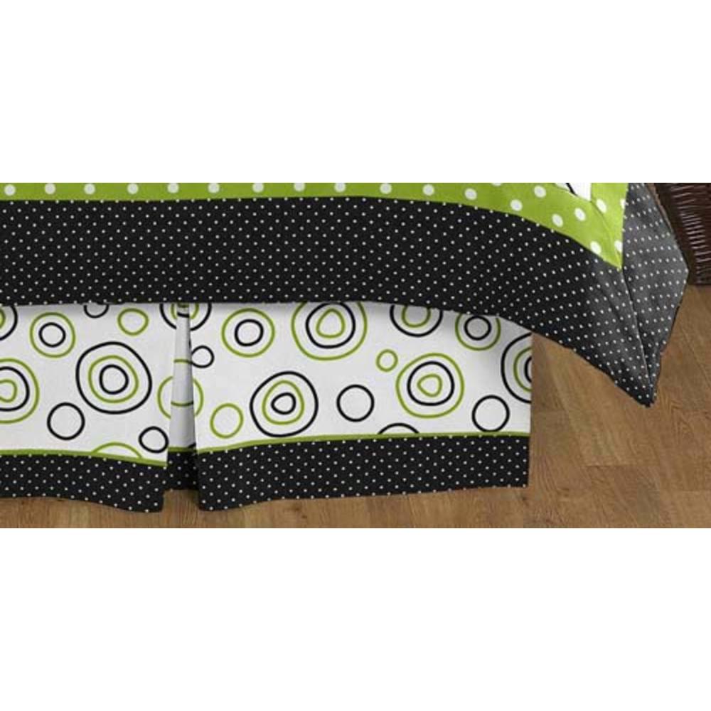 Sweet Jojo Designs Lime and Black Spirodot Collection Queen Bed Skirt