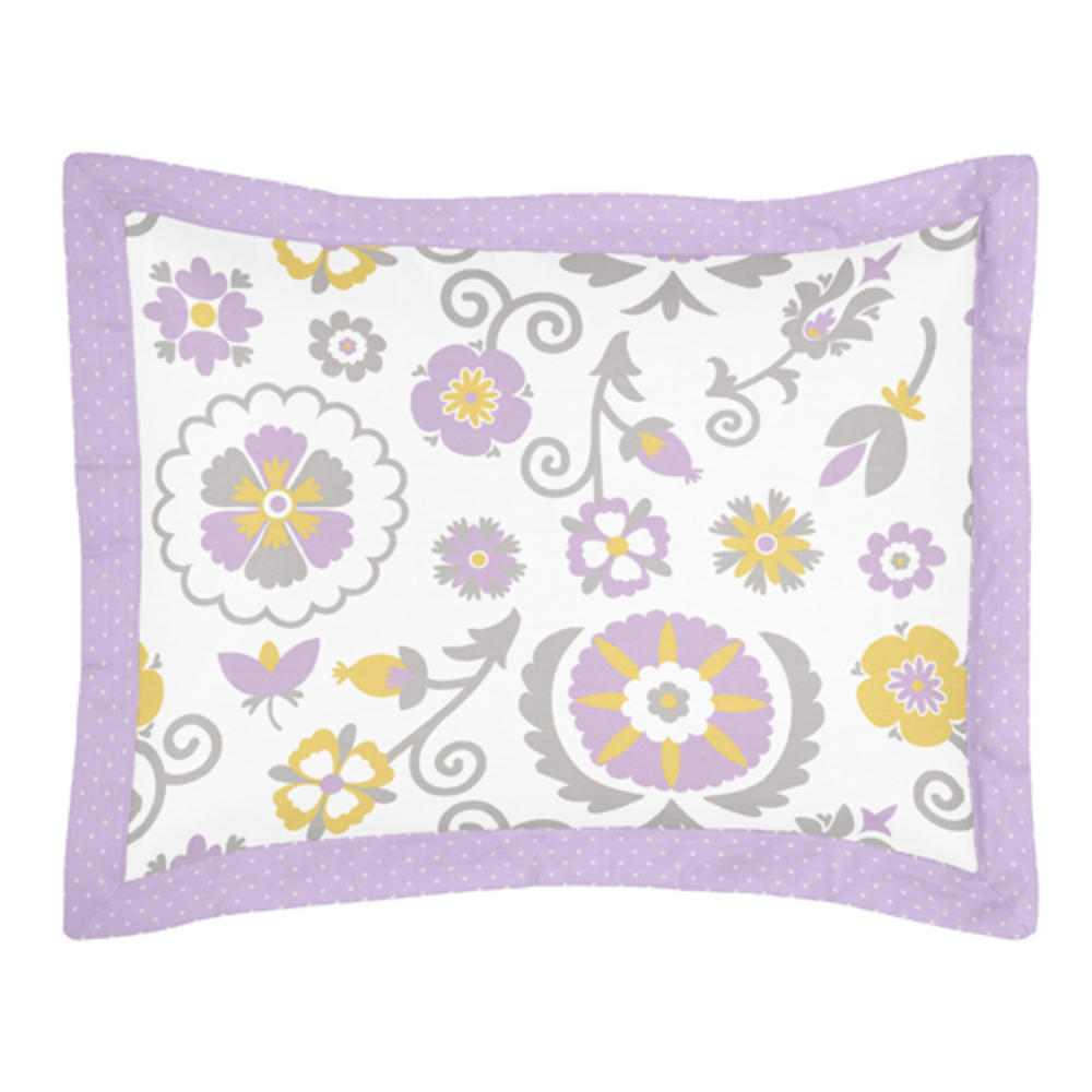 Sweet Jojo Designs Standard Pillow Sham for the Lavender and White Suzanna Collection by