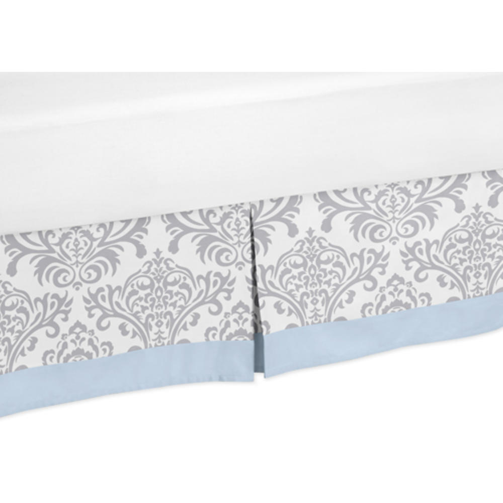 Sweet Jojo Designs Blue and Gray Avery Collection Queen Bed Skirt