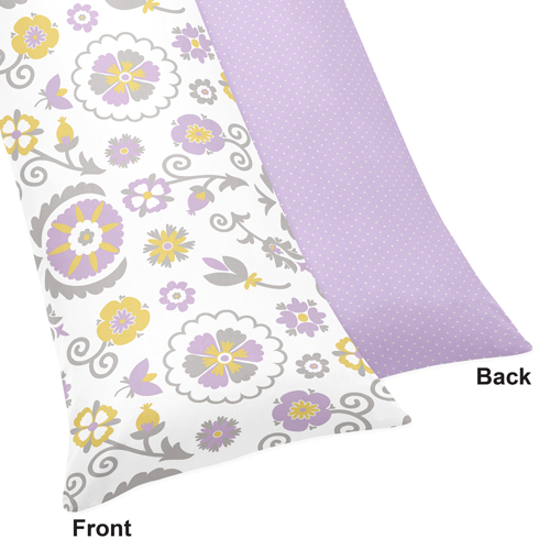 Sweet Jojo Designs Body Pillow Case for the Lavender and White Suzanna Collection by