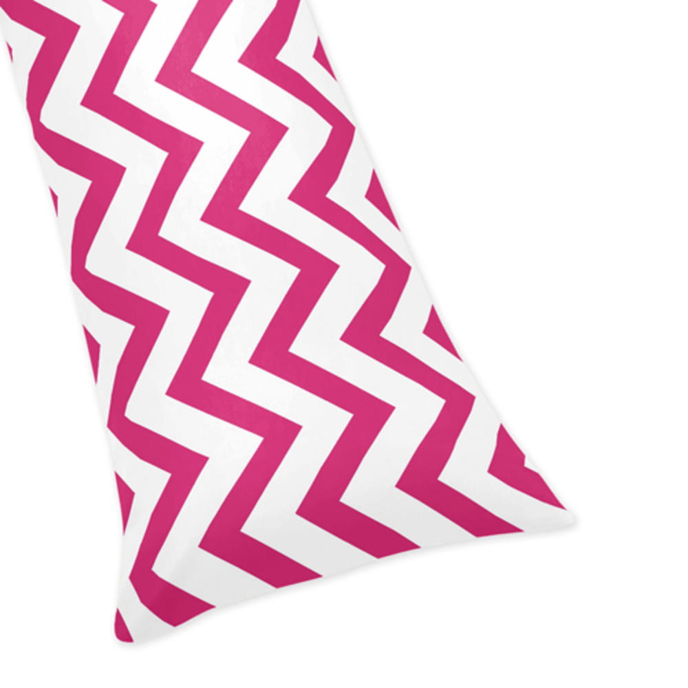 Sweet Jojo Designs Hot Pink and White Chevron Collection Body Pillow Case
