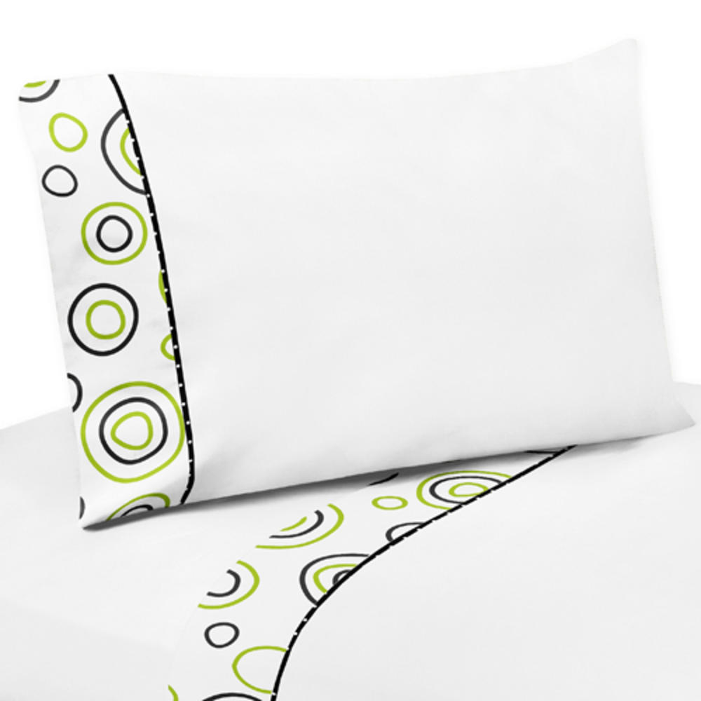 Sweet Jojo Designs Lime and Black Spirodot Collection Twin Sheet Set