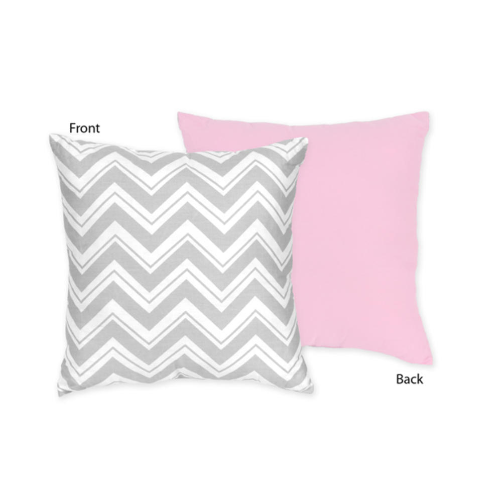 Sweet Jojo Designs Gray and Pink Zig Zag Collection Decorative Pillow