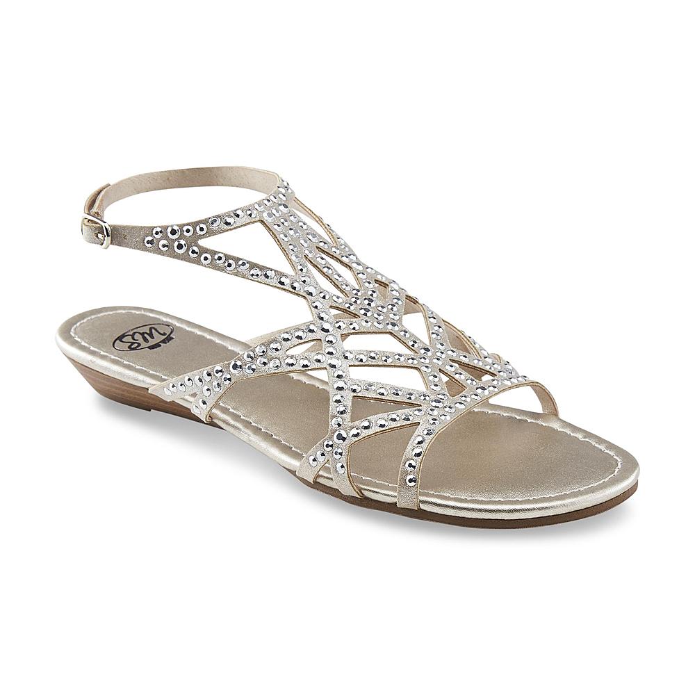 SM New York Women's Caged Silver Studded Sandal