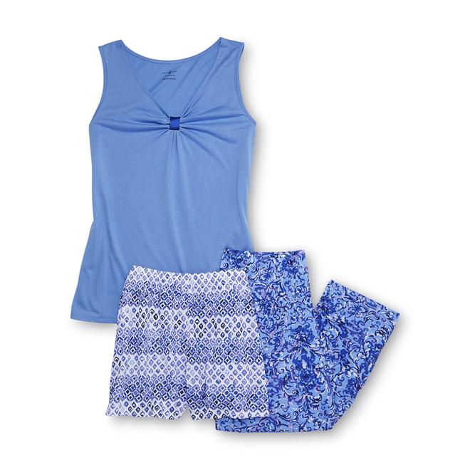 Jaclyn Smith Women's Pajama Shirt Shorts & Pants Abstract