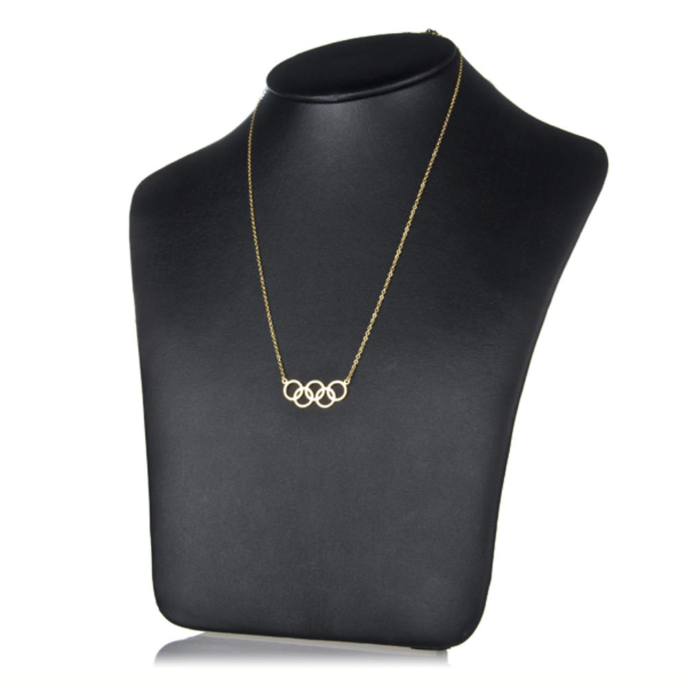 Olympics Jewelry: Gold 5 Circle Charm Necklace - 18K Plated