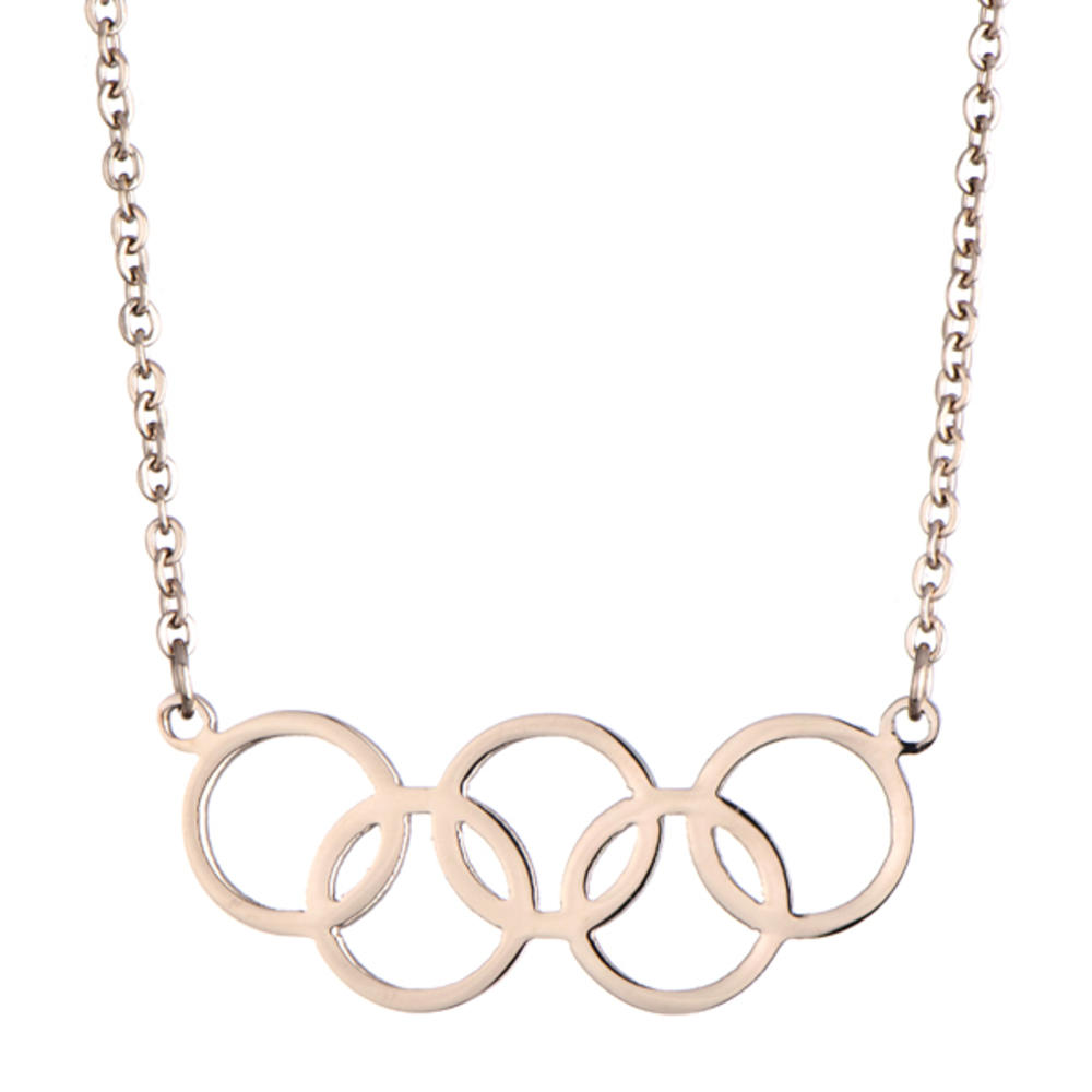 Olympics Jewelry: Rose Gold 5 Circle Charm Necklace - 18K Plated