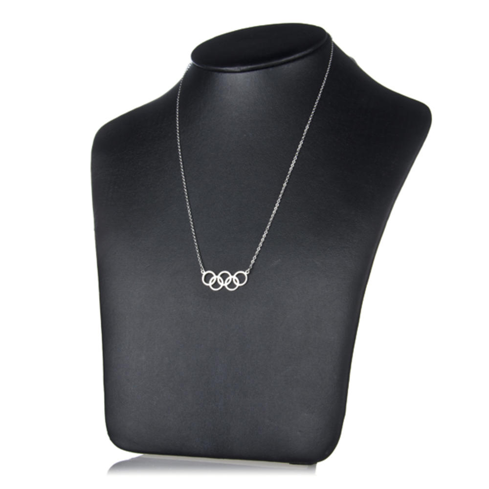 Olympics Jewelry: Silver 5 Circle Charm Necklace - 18K Plated