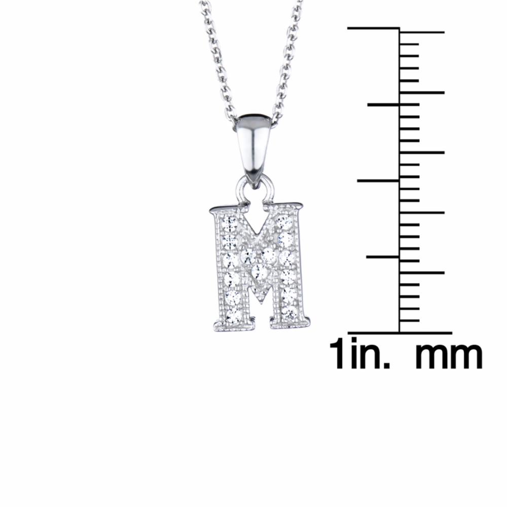 Adriana's Personalized Sterling Silver and Cubic Zirconia Initial Necklace - "M"